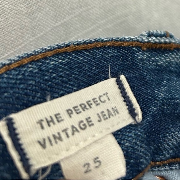 Madewell perfect vintage Jean medium indigo wash distressed raw hem size 25 - Picture 13 of 15